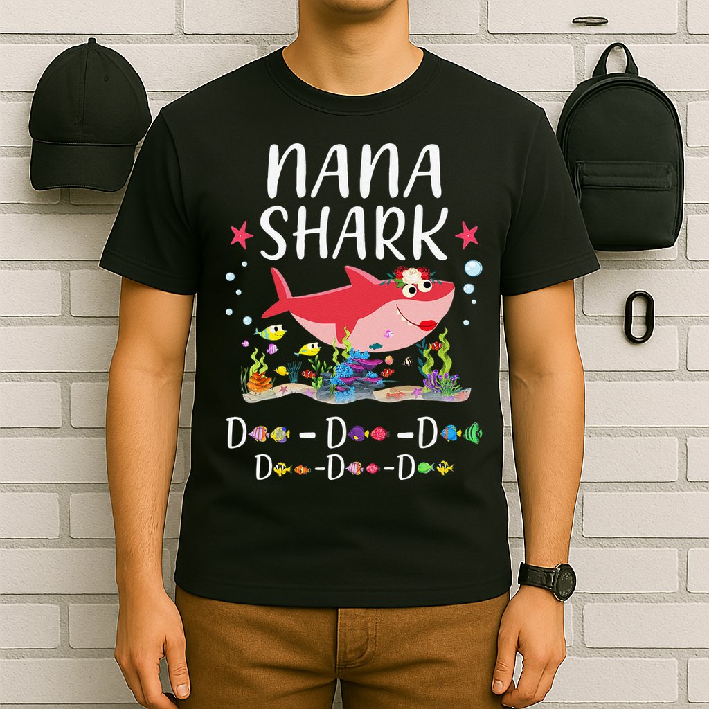 Nana Shark, Funny Mother's Day Floral Gift T-Shirt