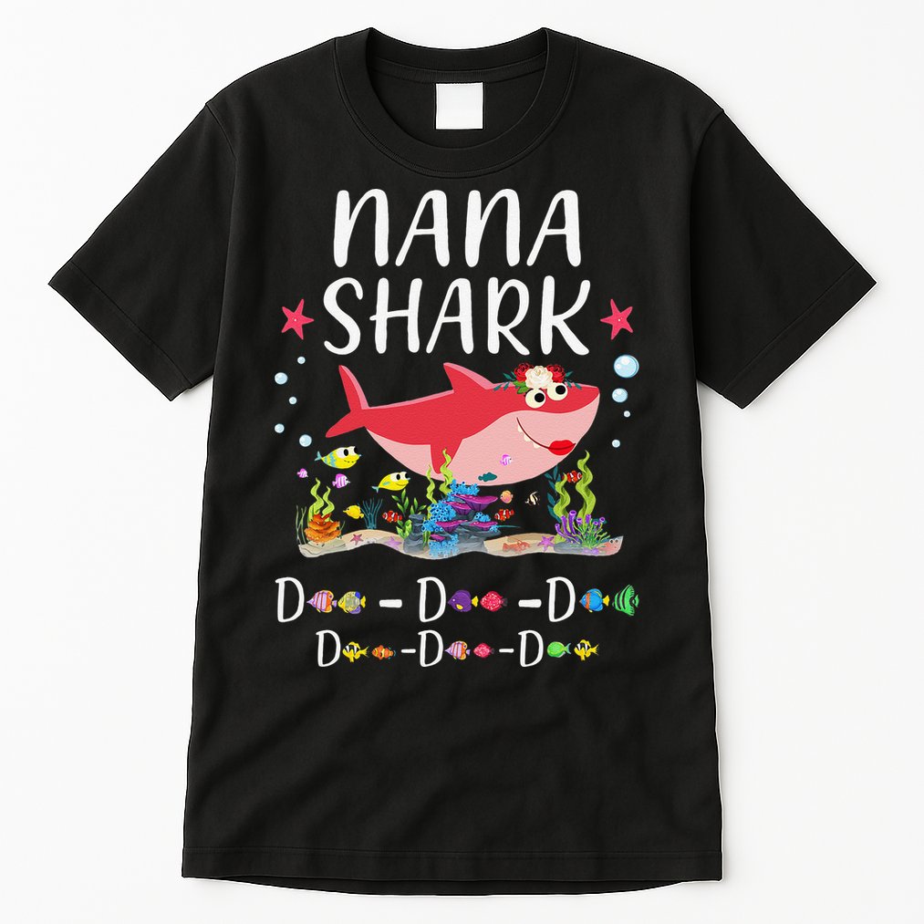 Nana Shark, Funny Mother's Day Floral Gift Tall T-Shirt