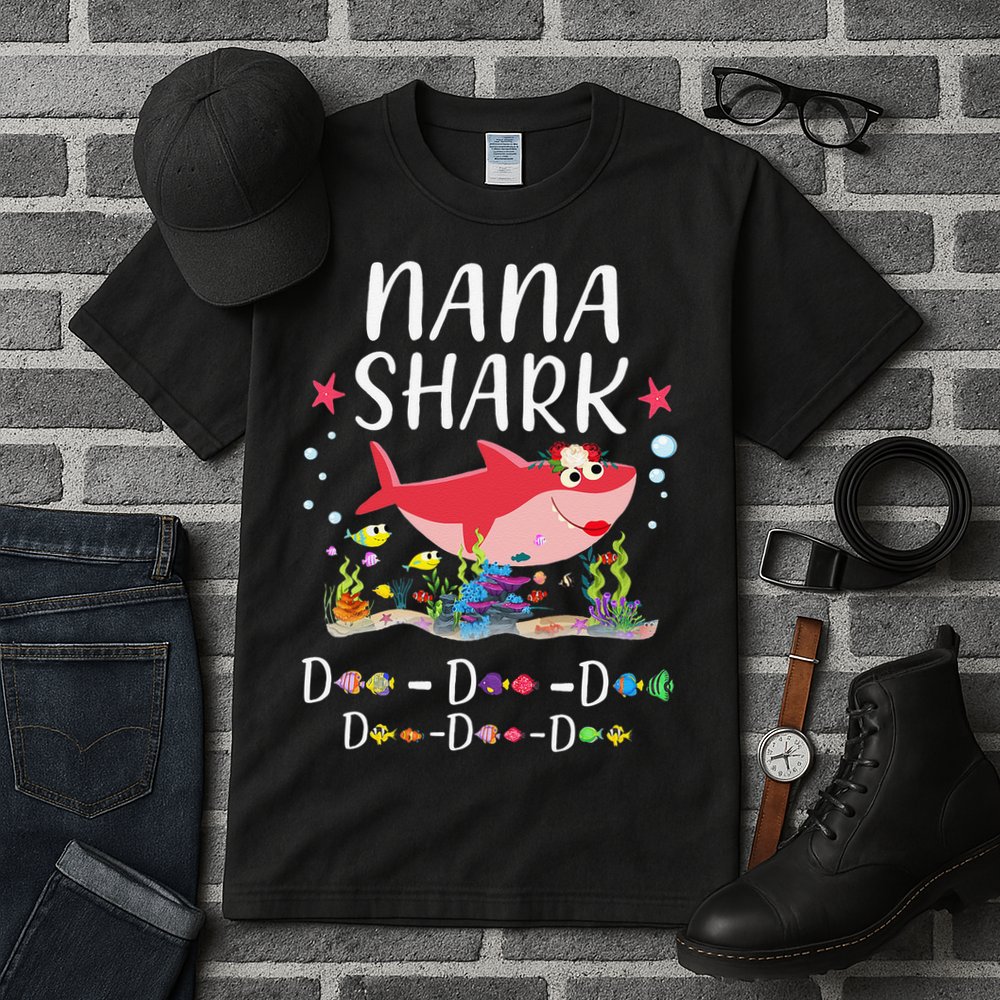 Nana Shark, Funny Mother's Day Floral Gift Tall T-Shirt