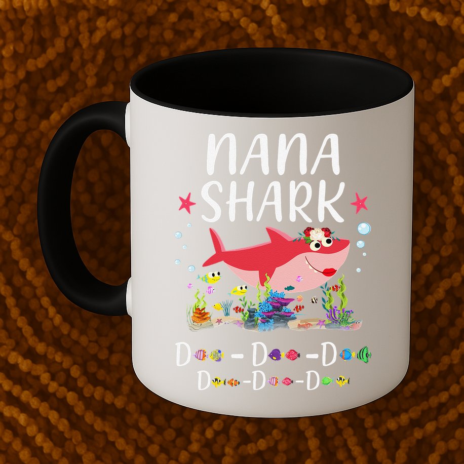 Nana Shark, Funny Mother's Day Floral Gift Mug