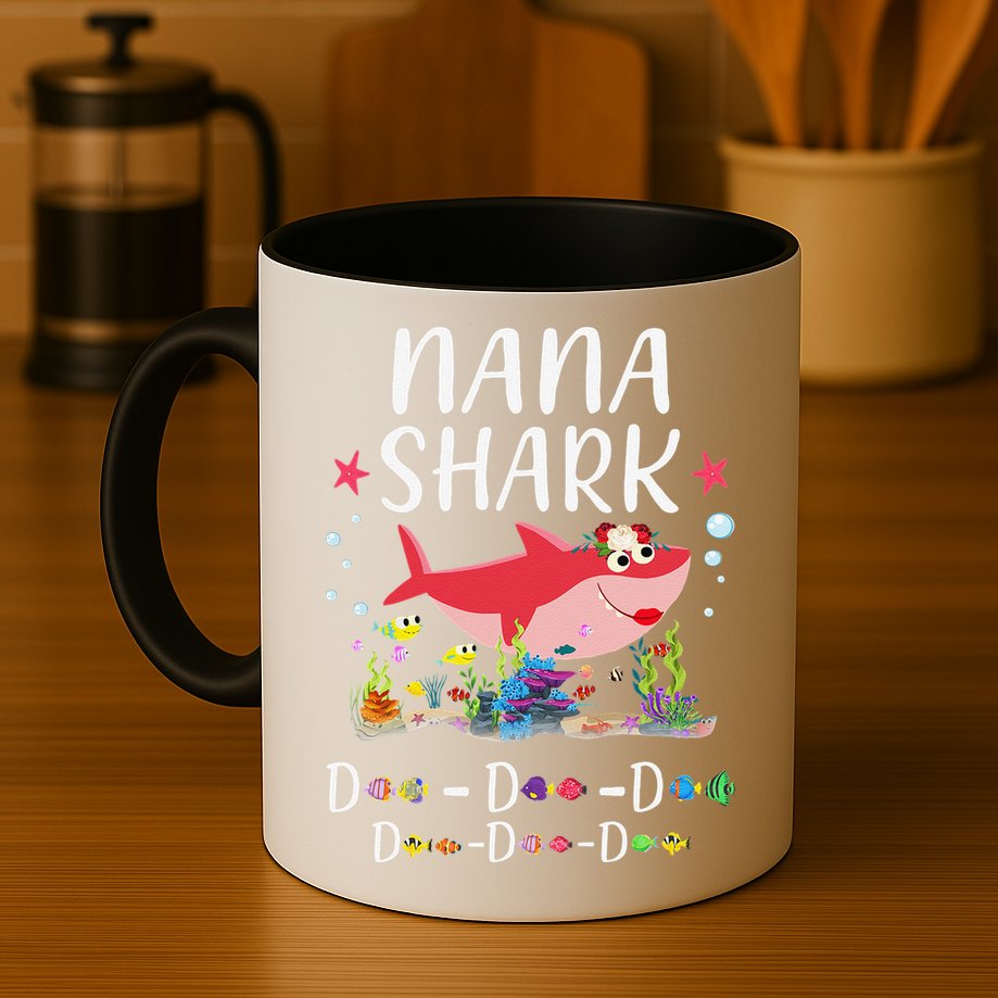 Nana Shark, Funny Mother's Day Floral Gift Mug