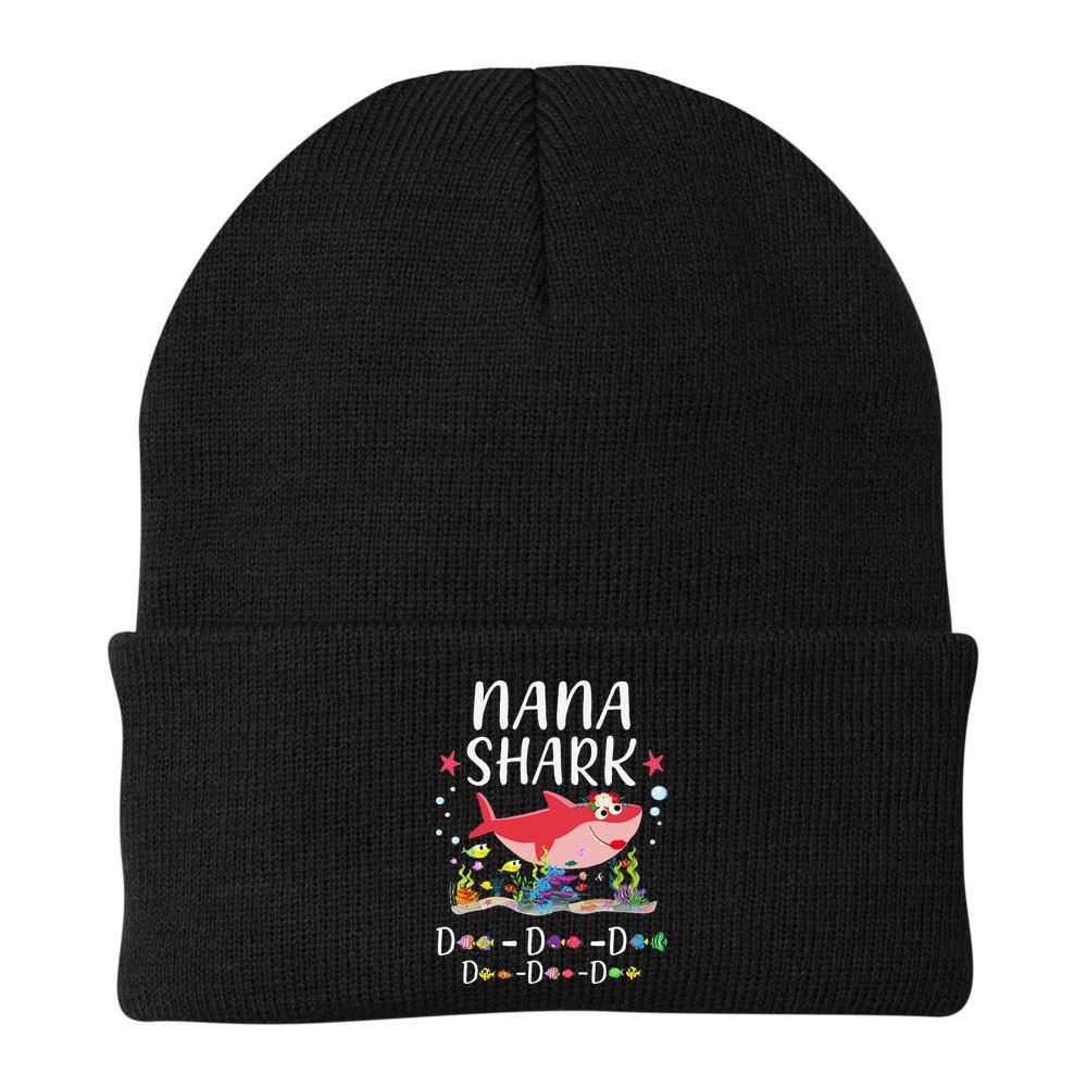 Nana Shark, Funny Mother's Day Floral Gift Beanie