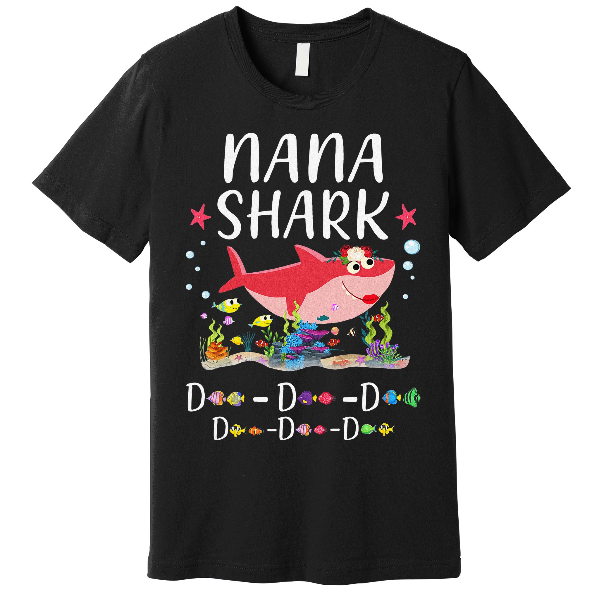 Nana Shark, Funny Mother's Day Floral Gift Premium T-Shirt
