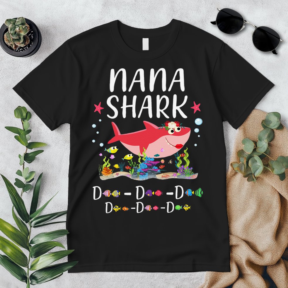 Nana Shark, Funny Mother's Day Floral Gift Premium T-Shirt