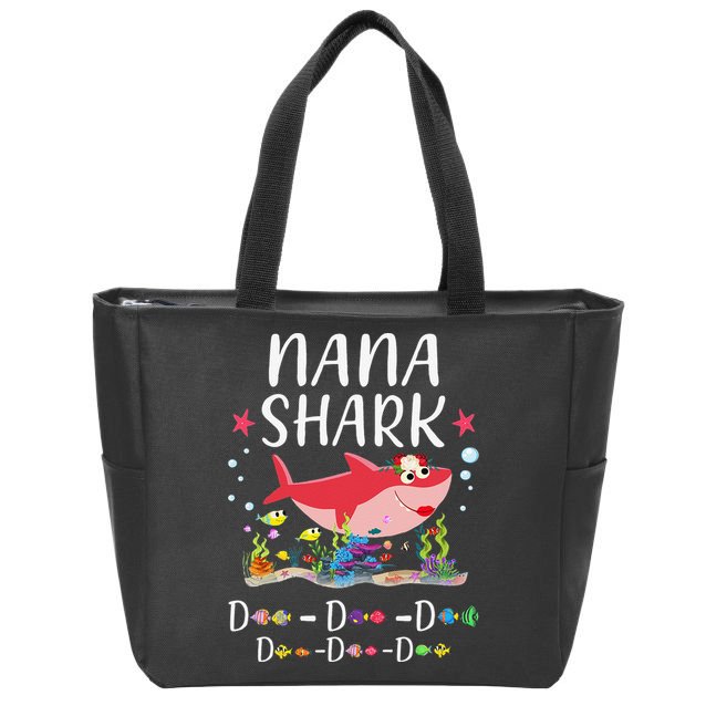 Nana Shark, Funny Mother's Day Floral Gift Zip Tote Bag