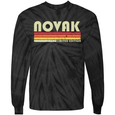 Novak Surname Funny Retro Vintage 80s 90s Birthday Reunion Tie-Dye Long Sleeve Shirt