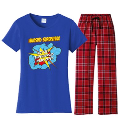 Nursing Supervisor Funny Superhero Job Gift Women's Flannel Pajama Set