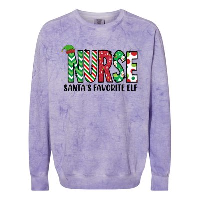 Nurse Santas Favorite Elf Funny Nurse Merry Christmas Gift Colorblast Crewneck Sweatshirt