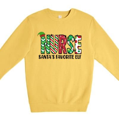 Nurse Santas Favorite Elf Funny Nurse Merry Christmas Gift Premium Crewneck Sweatshirt