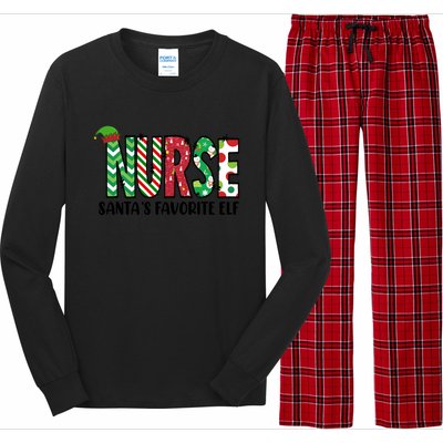 Nurse Santas Favorite Elf Funny Nurse Merry Christmas Gift Long Sleeve Pajama Set