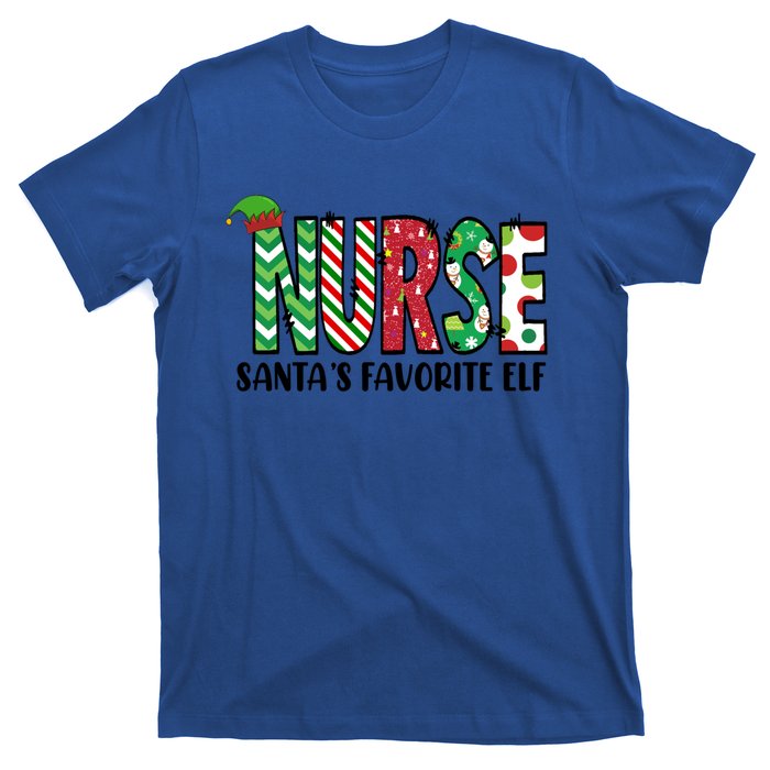 Nurse Santas Favorite Elf Funny Nurse Merry Christmas Gift T-Shirt