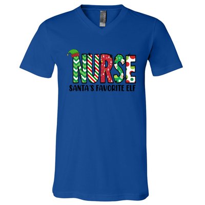 Nurse Santas Favorite Elf Funny Nurse Merry Christmas Gift V-Neck T-Shirt