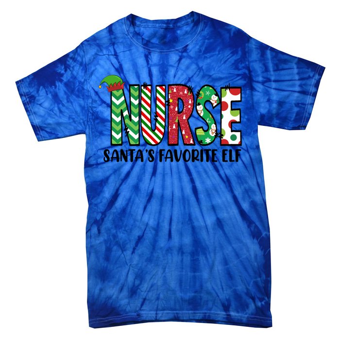 Nurse Santas Favorite Elf Funny Nurse Merry Christmas Gift Tie-Dye T-Shirt