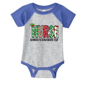 Nurse Santas Favorite Elf Funny Nurse Merry Christmas Gift Infant Baby Jersey Bodysuit