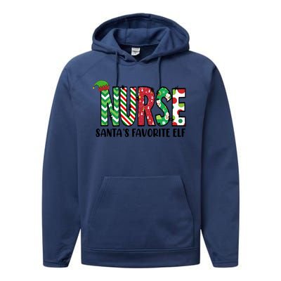 Nurse Santas Favorite Elf Funny Nurse Merry Christmas Gift Performance Fleece Hoodie