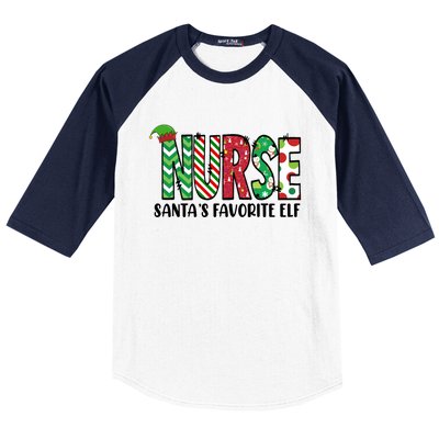 Nurse Santas Favorite Elf Funny Nurse Merry Christmas Gift Baseball Sleeve Shirt