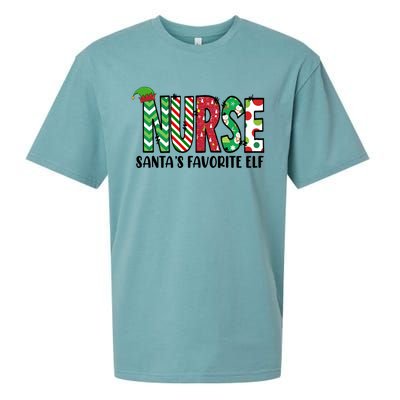 Nurse Santas Favorite Elf Funny Nurse Merry Christmas Gift Sueded Cloud Jersey T-Shirt