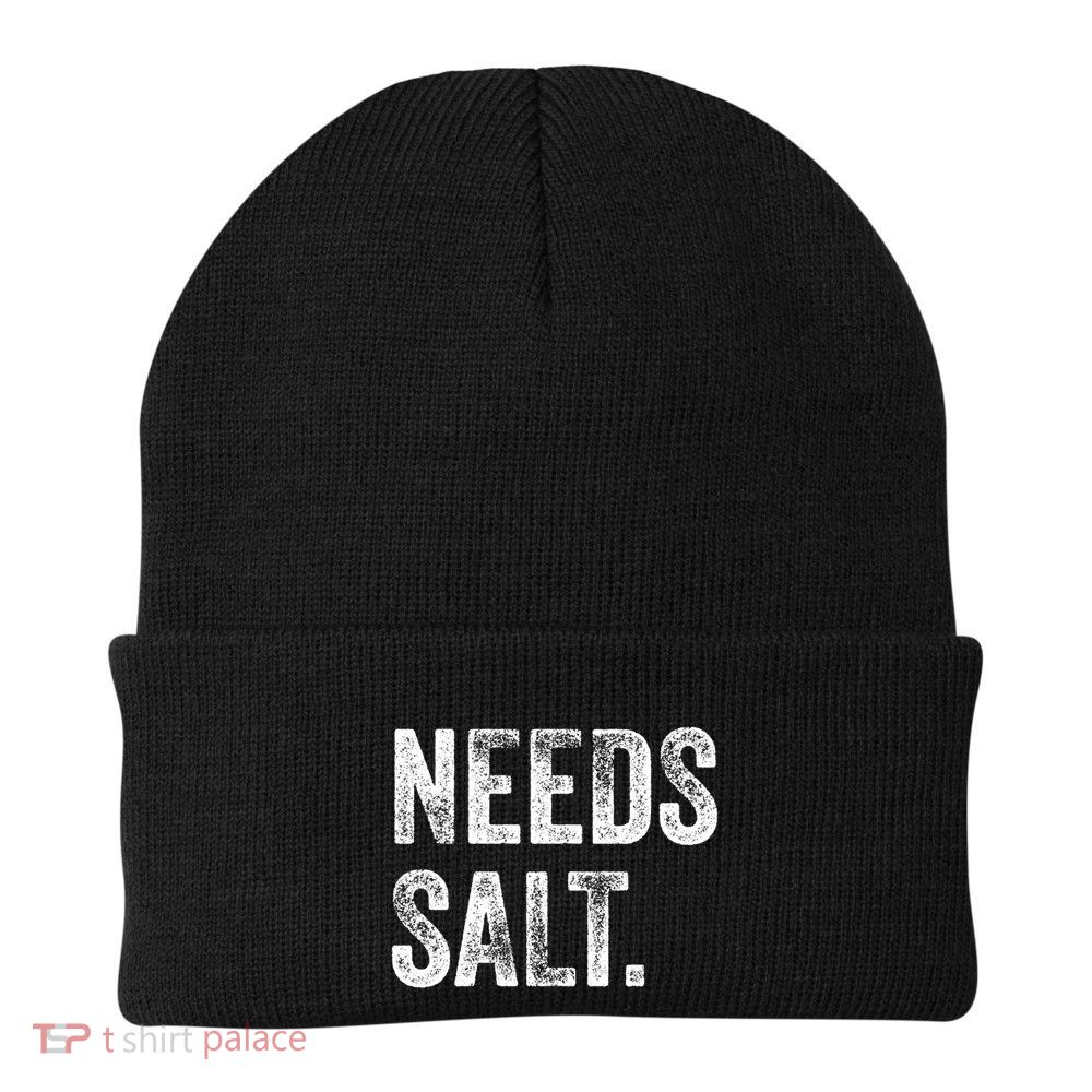 Needs Salt Funny Cooking Baking Chef Assistant Baker Retro Gift Beanie