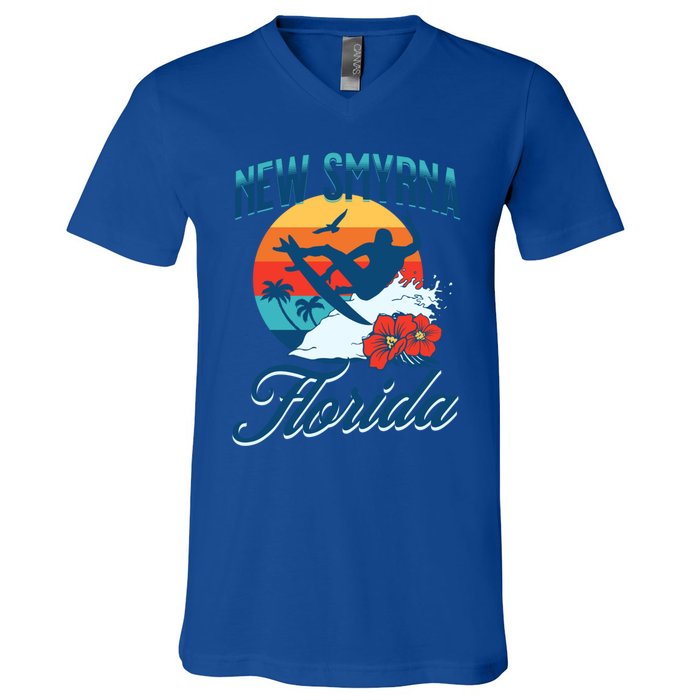 New Smyrna Florida Beach Surf Summer Vacation Vintage Gift V-Neck T-Shirt