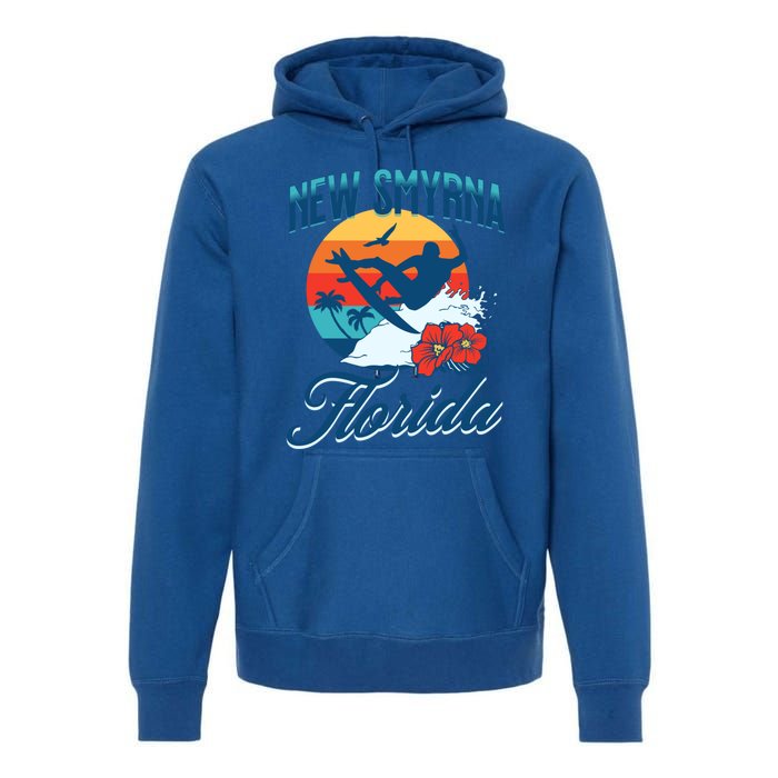 New Smyrna Florida Beach Surf Summer Vacation Vintage Gift Premium Hoodie