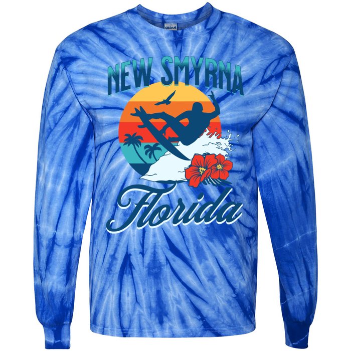 New Smyrna Florida Beach Surf Summer Vacation Vintage Gift Tie-Dye Long Sleeve Shirt