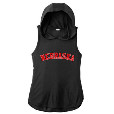 Nebraska Sports Fan Word Logo Football Ladies PosiCharge Tri-Blend Wicking Draft Hoodie Tank