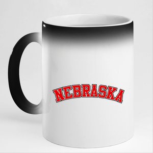 Nebraska Sports Fan Word Logo Football 11oz Black Color Changing Mug