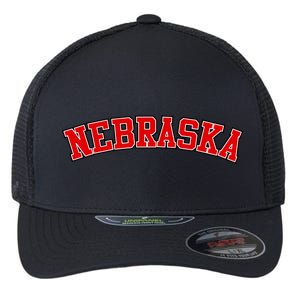 Nebraska Sports Fan Word Logo Football Flexfit Unipanel Trucker Cap