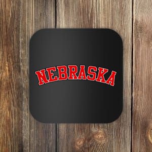 Nebraska Sports Fan Word Logo Football Coaster