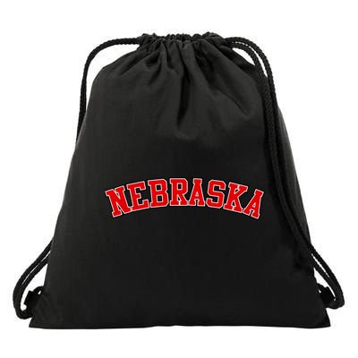 Nebraska Sports Fan Word Logo Football Drawstring Bag