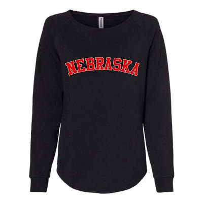 Nebraska Sports Fan Word Logo Football Womens California Wash Sweatshirt