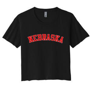 Nebraska Sports Fan Word Logo Football Women's Crop Top Tee