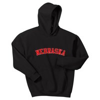 Nebraska Sports Fan Word Logo Football Kids Hoodie