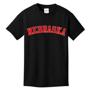 Nebraska Sports Fan Word Logo Football Kids T-Shirt