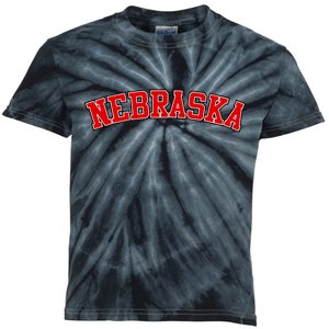 Nebraska Sports Fan Word Logo Football Kids Tie-Dye T-Shirt