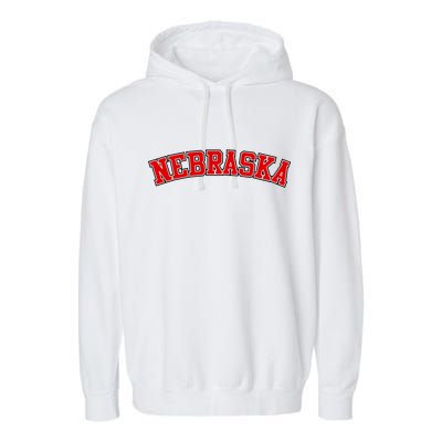 Nebraska Sports Fan Word Logo Football Garment-Dyed Fleece Hoodie