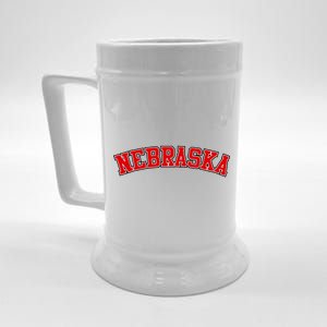 Nebraska Sports Fan Word Logo Football Beer Stein