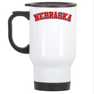 Nebraska Sports Fan Word Logo Football Stainless Steel Travel Mug