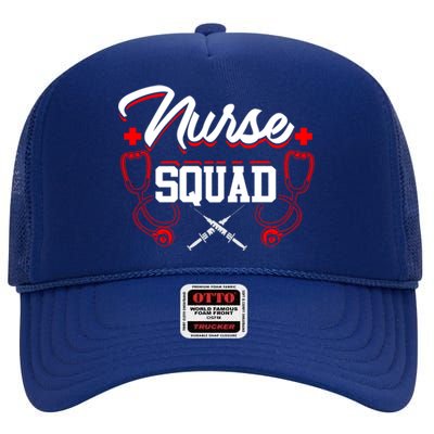 Nurse Squad Gift Stethoscope Nursing Student Rn Lpn High Crown Mesh Back Trucker Hat