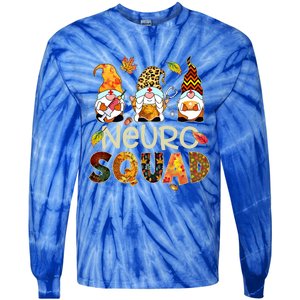 Neuro Squad Gnome Nurse Leopard Thanksgiving Stethoscope Gift Tie-Dye Long Sleeve Shirt