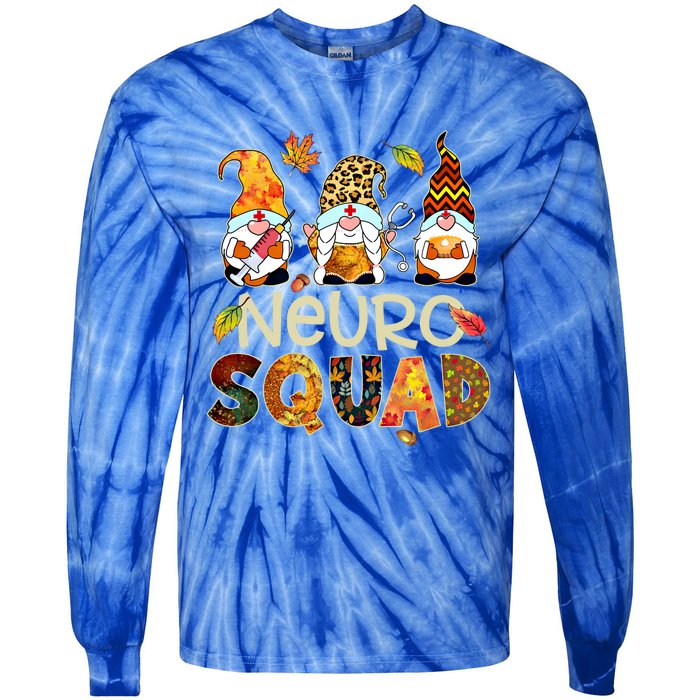 Neuro Squad Gnome Nurse Leopard Thanksgiving Stethoscope Gift Tie-Dye Long Sleeve Shirt