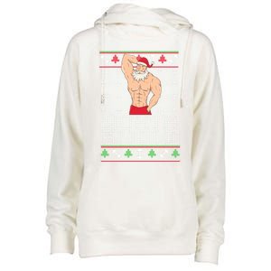 North Swole Gift Ugly Christmas Fit Sexy Santa Womens Funnel Neck Pullover Hood