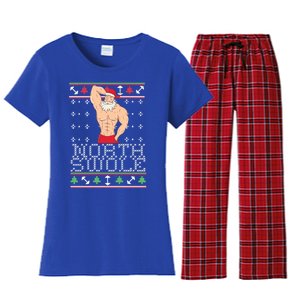 North Swole Gift Ugly Christmas Fit Sexy Santa Women's Flannel Pajama Set