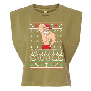 North Swole Gift Ugly Christmas Fit Sexy Santa Garment-Dyed Women's Muscle Tee