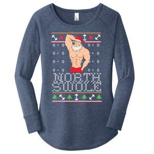 North Swole Gift Ugly Christmas Fit Sexy Santa Women's Perfect Tri Tunic Long Sleeve Shirt