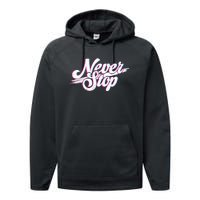 Never Stop Gym Motivation Print Performance Fleece Hoodie