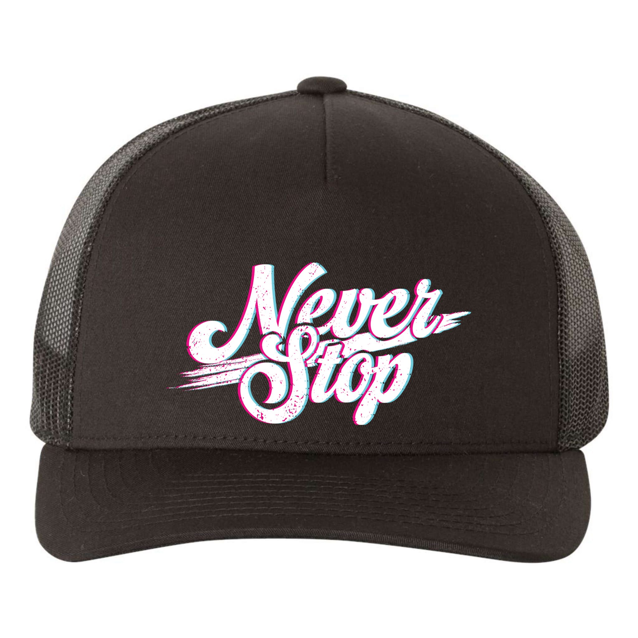 Never Stop Gym Motivation Print Yupoong Adult 5-Panel Trucker Hat