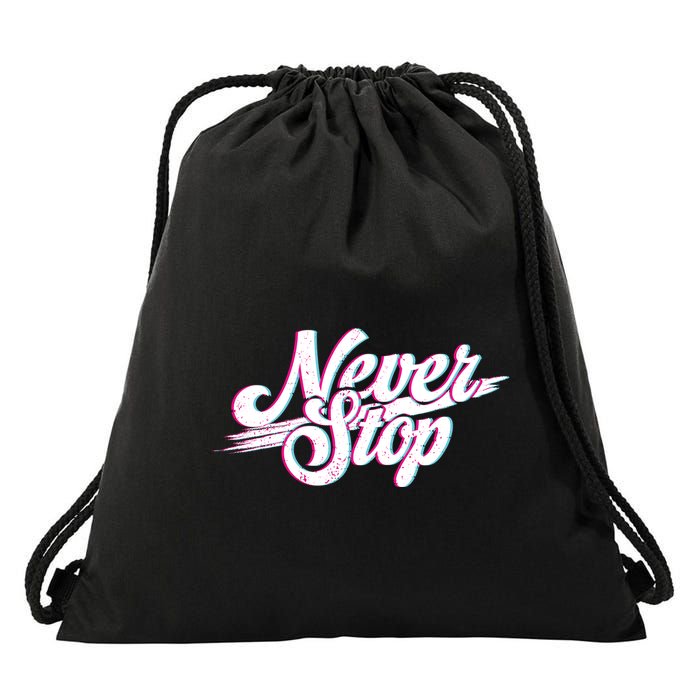 Never Stop Gym Motivation Print Drawstring Bag
