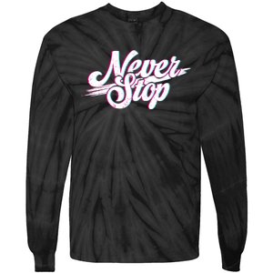 Never Stop Gym Motivation Print Tie-Dye Long Sleeve Shirt