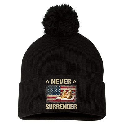 Never Surrender Gold Sneakers Pro Trump 2024 Pom Pom 12in Knit Beanie